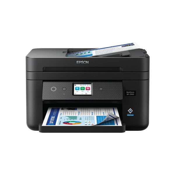 Epson Workforce WF-2960 Wireless All-in-One Printer with Scan, Copy, Fax, Auto Document Feeder, Automatic 2-Sided Printing, 2.4″ Touchscreen Display, 150-Sheet Paper Tray and Ethernet,Black