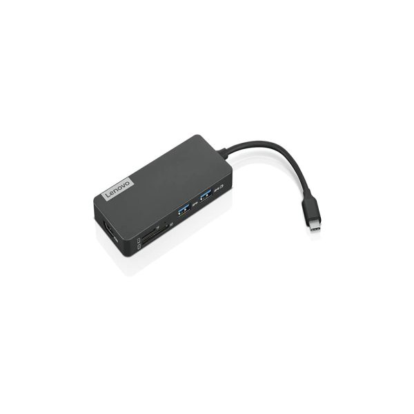 Lenovo USB-C 7-in-1 Hub, with USB-C Laptop Charging Port, USB 3.1, USB 2.0, HDMI, TF Card Reader, SD Card Reader, GX90T77924, Iron Grey